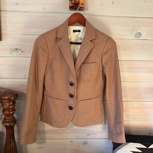 Tan J Crew wool tweed jacket